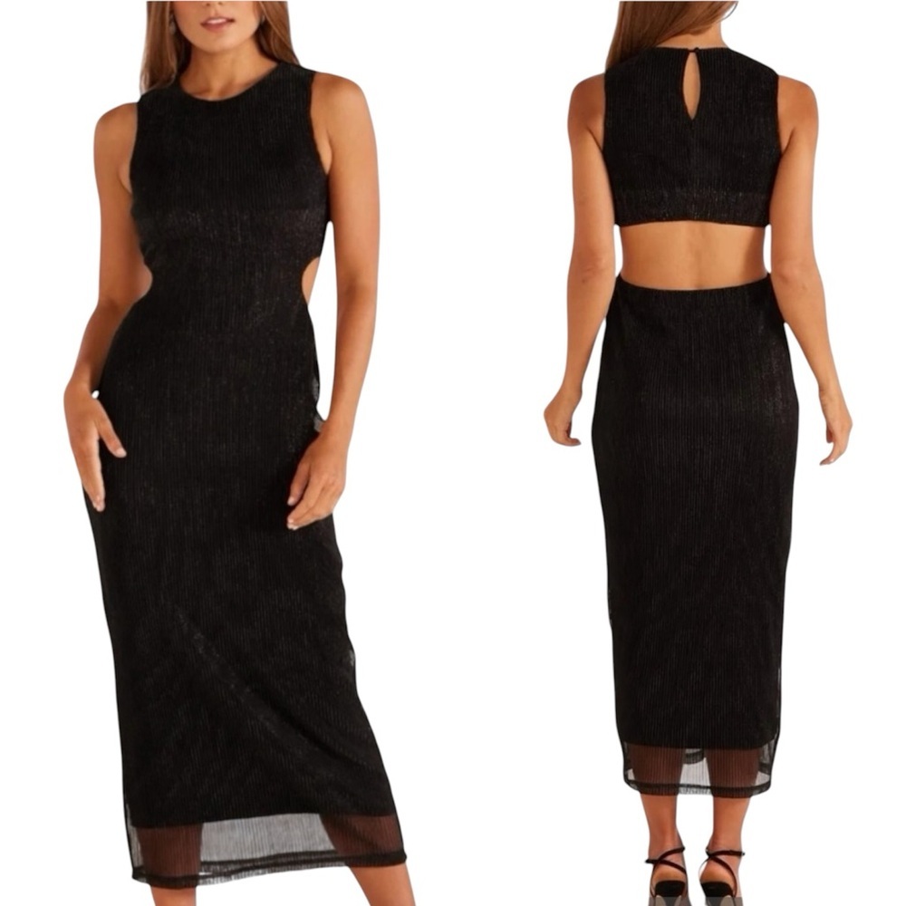 Minkpink Astrid Cutout Midi Dress in Black Size XXL